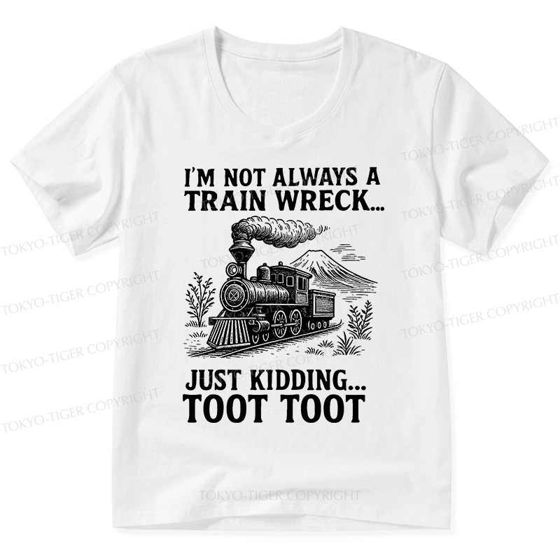 Tokyo-Tiger Funny Train Jokes V-Neck Classic T-Shirt
