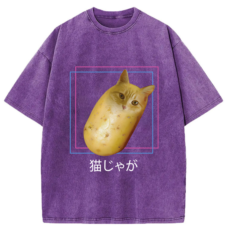 Tokyo-Tiger Potato Cat Japanese Washed T-Shirt