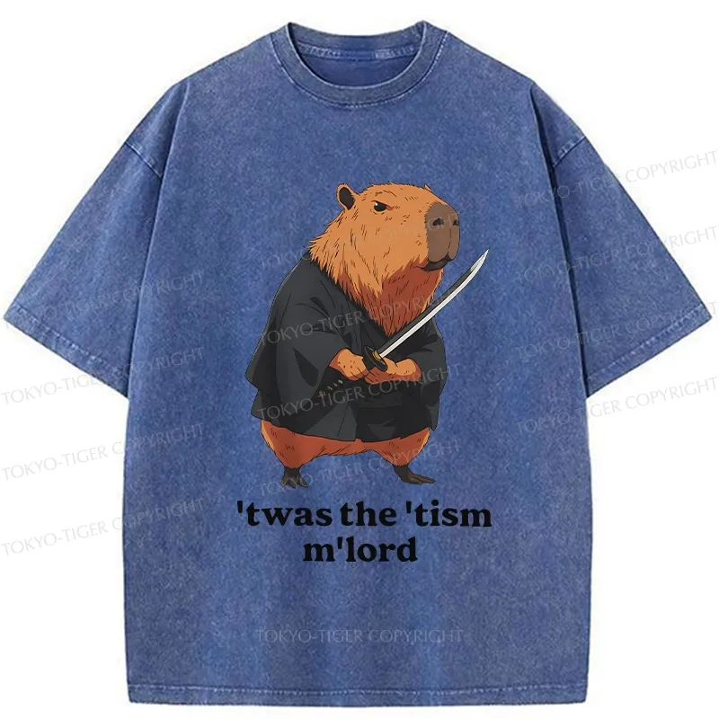Tokyo-Tiger Focused Samurai Capybara Washed T-Shirt