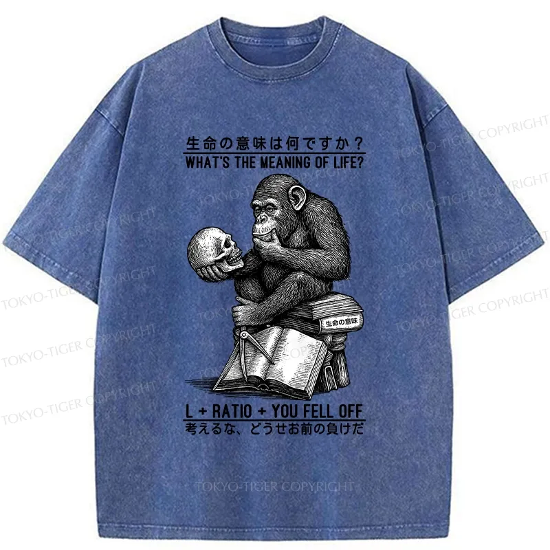 Tokyo-Tiger What's The Meaning Of Life? Washed T-Shirt