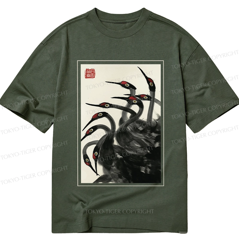 Tokyo-Tiger Retro Red Crowned Crane Classic T-Shirt