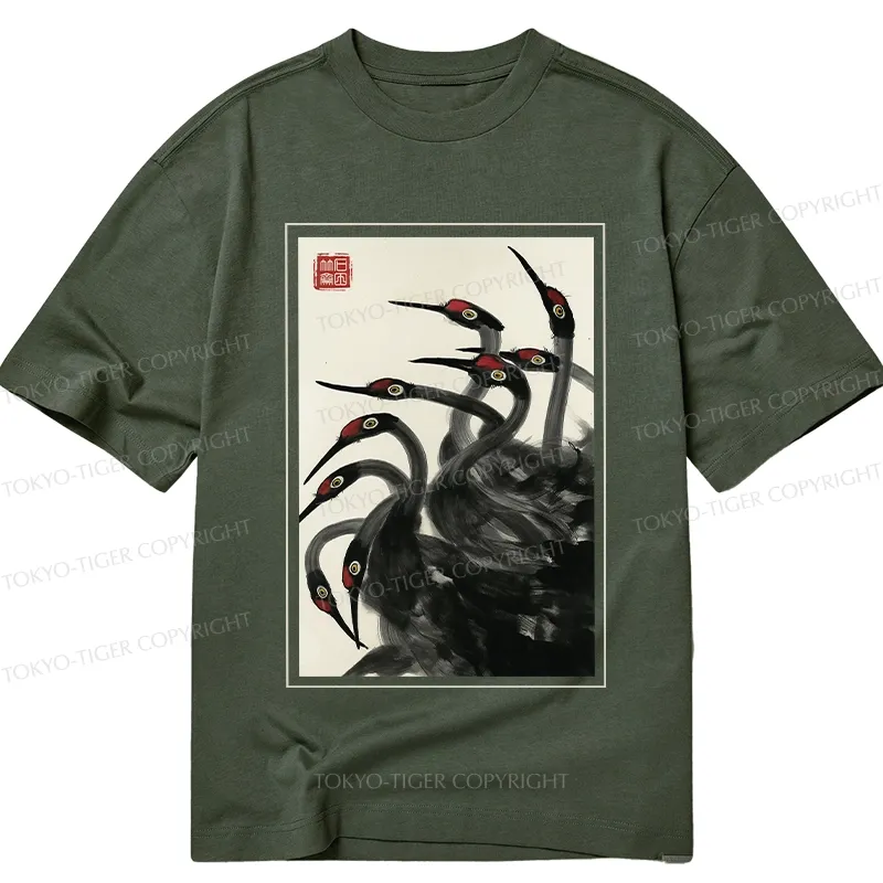 Tokyo-Tiger Retro Red Crowned Crane Classic T-Shirt
