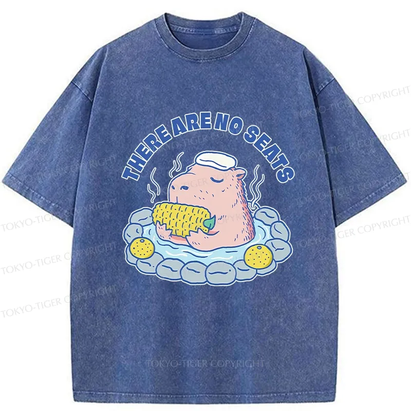 Tokyo-Tiger Capybara Enjoying Hot Springs Washed T-Shirt