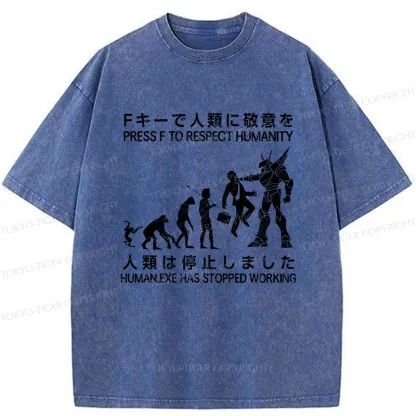 Tokyo-Tiger Human.Exe Has Stopped Working Washed T-Shirt