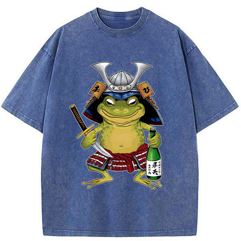 Tokyo-Tiger Japanese Samurai Frog Washed T-Shirt