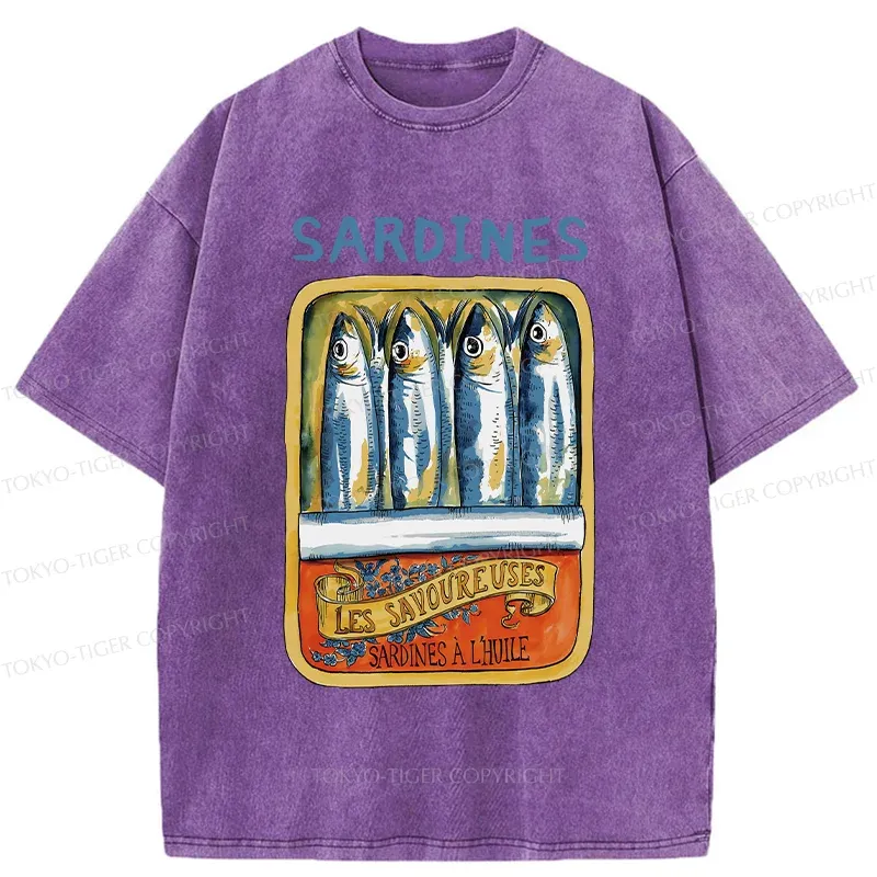 Tokyo-Tiger Vintage Sardines Can Washed T-Shirt