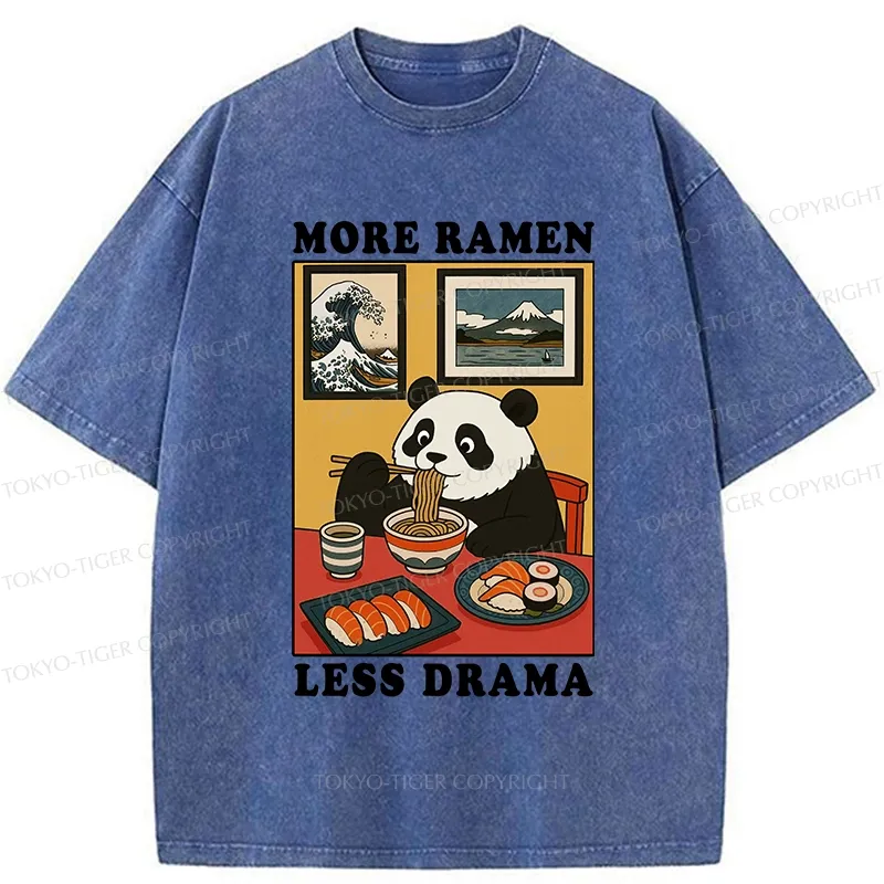 Tokyo-Tiger More Ramen Less Drama Panda Washed T-Shirt