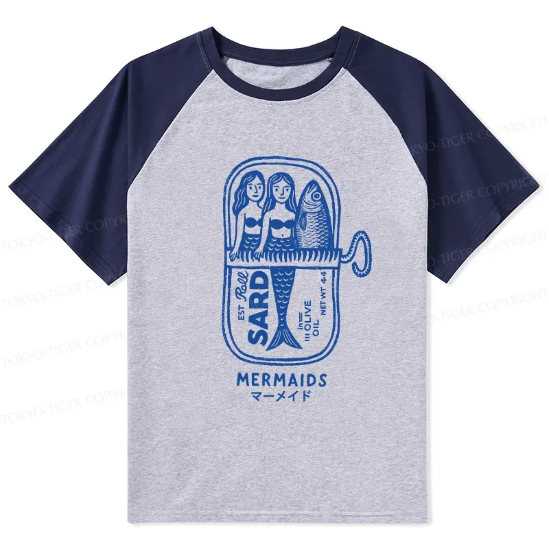 Tokyo-Tiger Mermaid Can Raglan T-shirt