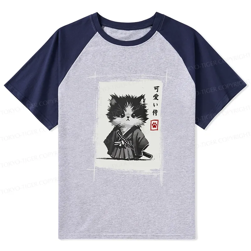 Tokyo-Tiger Kitten Samurai Raglan T-shirt