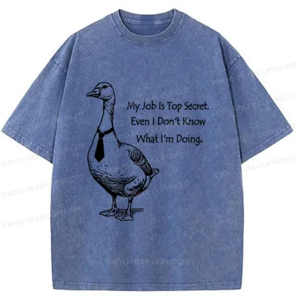 Tokyo-Tiger Serious Goose Funny Washed T-Shirt