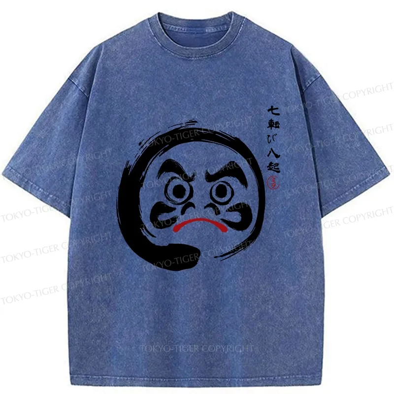 Tokyo-Tiger Retro Daruma Enso Washed T-Shirt