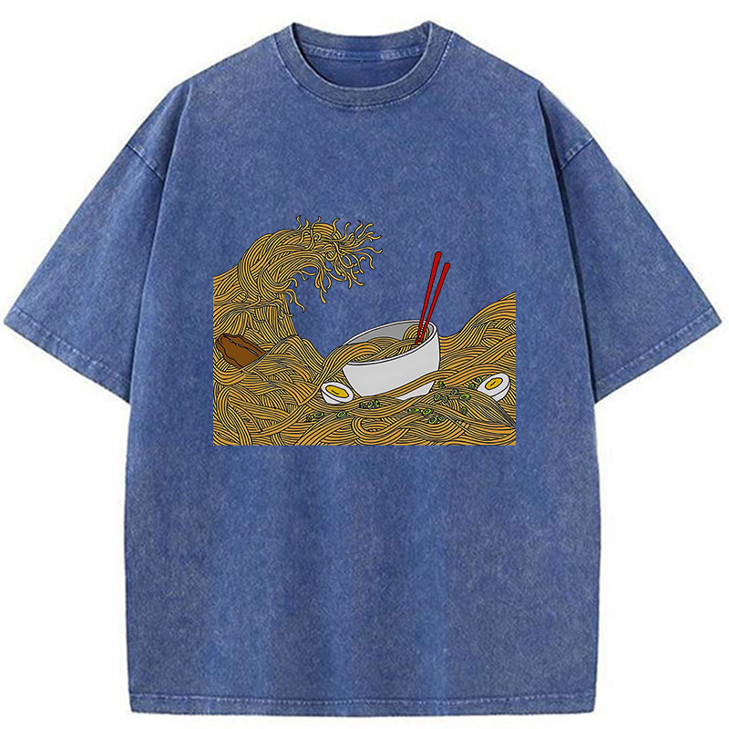 Tokyo-Tiger The Great Wave Off Ramen Washed T-Shirt