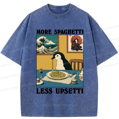 Tokyo-Tiger More Spaghetti Less Upsetti Penguin Washed T-Shirt