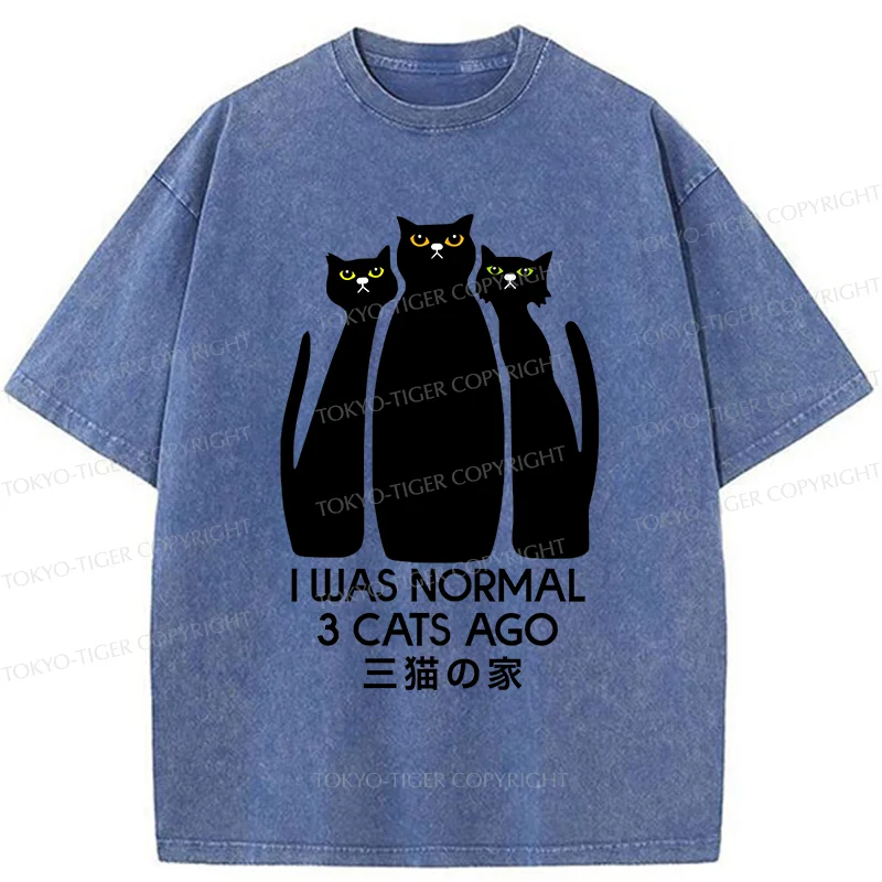 Tokyo-Tiger Three Cats House Washed T-Shirt