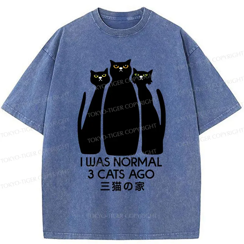 Tokyo-Tiger Three Cats House Washed T-Shirt