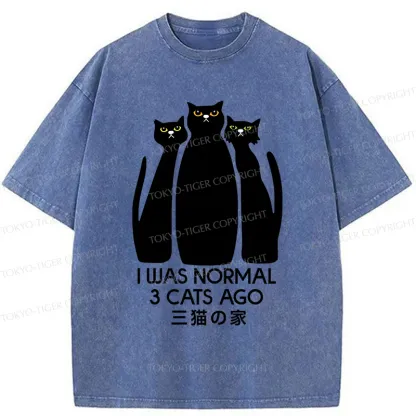 Tokyo-Tiger Three Cats House Washed T-Shirt