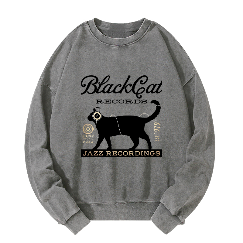 Tokyo-Tiger Black Cat Japan Washed Sweatshirt