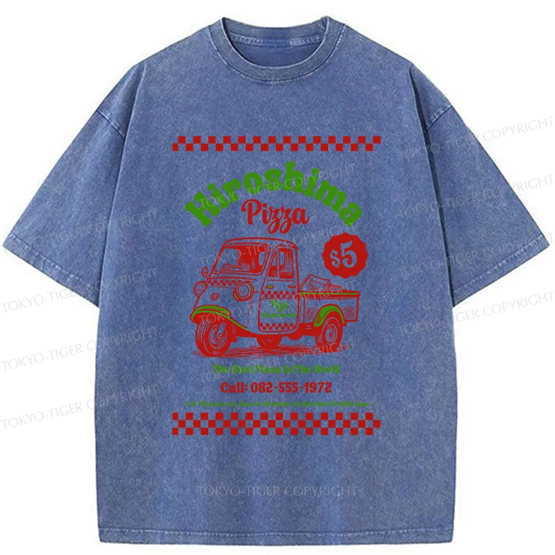 Tokyo-Tiger Pizza Delivery Washed T-Shirt