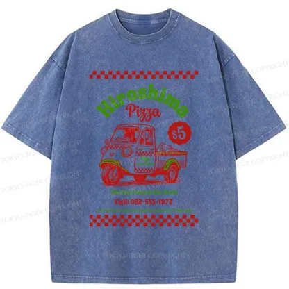 Tokyo-Tiger Pizza Delivery Washed T-Shirt