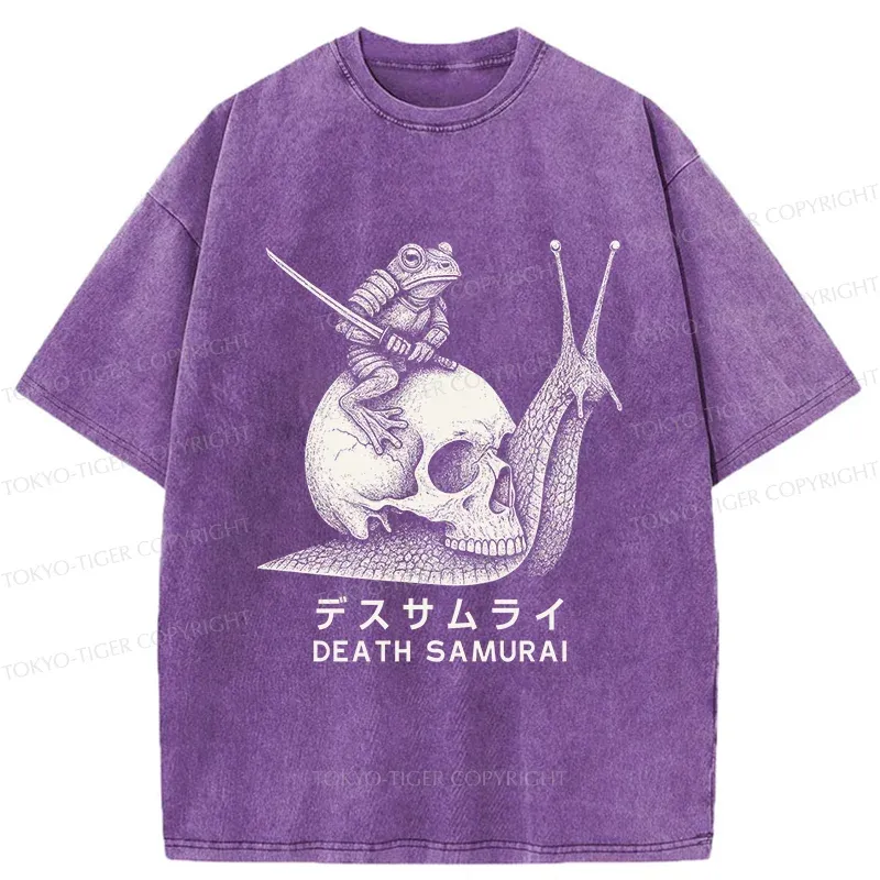 Tokyo-Tiger Frog Riding A Snail Washed T-Shirt
