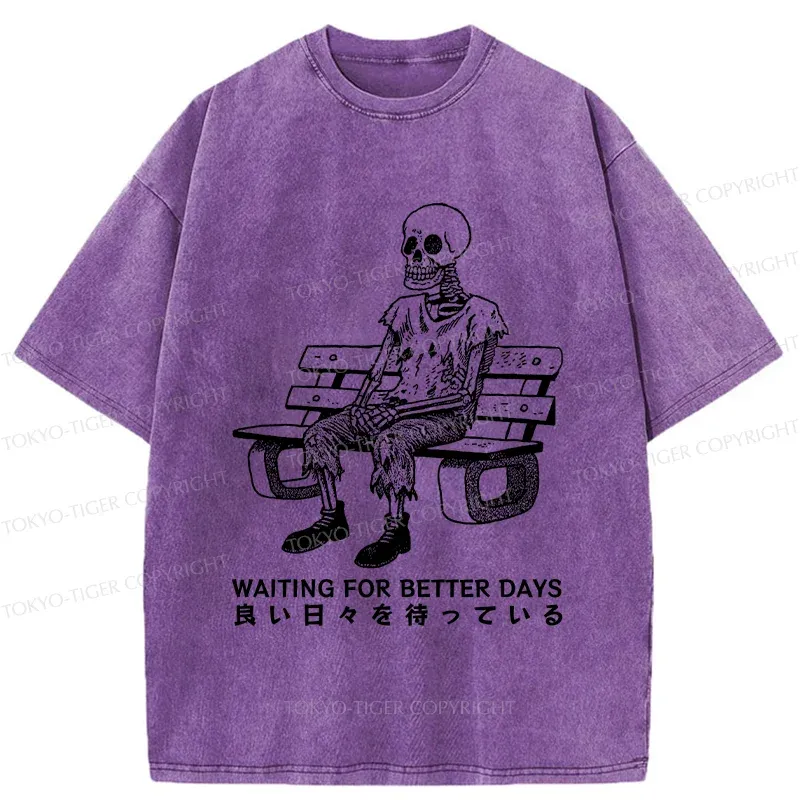 Tokyo-Tiger Waiting Skeleton Washed T-Shirt