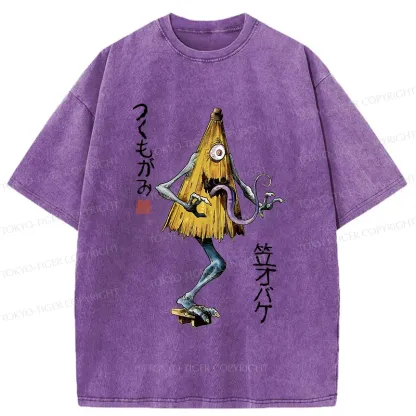 Tokyo-Tiger Japanese Umbrella Yokai Washed T-Shirt