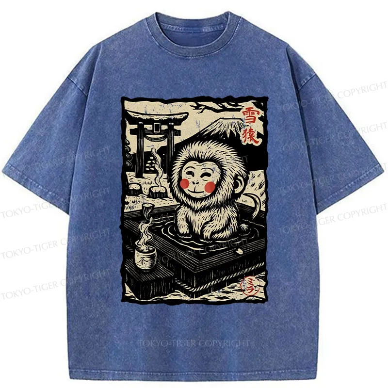 Tokyo-Tiger Japanese Snow Monkey Washed T-Shirt