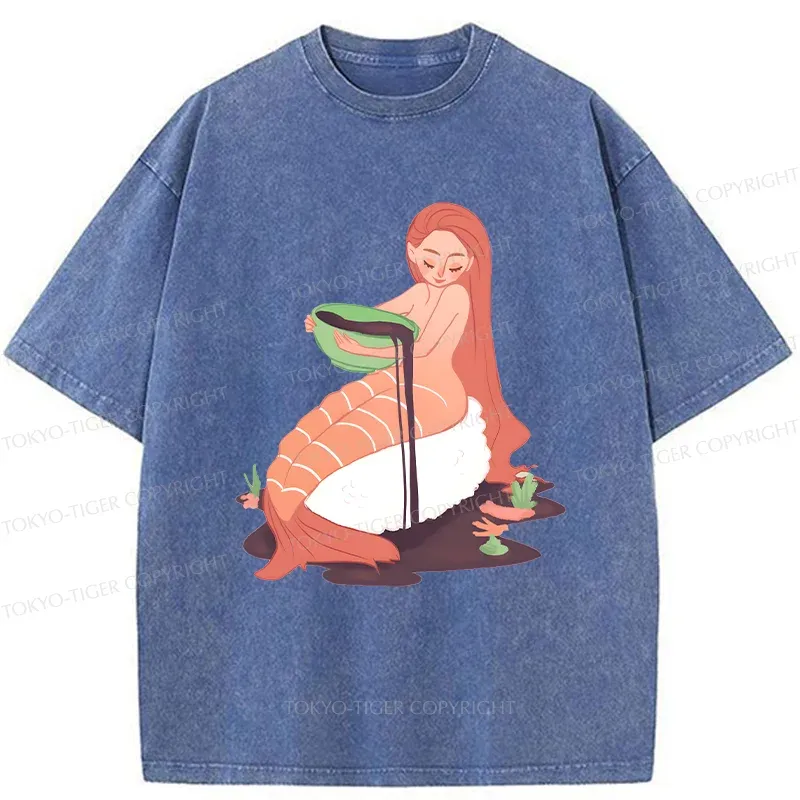 Tokyo-Tiger Sushi Mermaid Washed T-Shirt