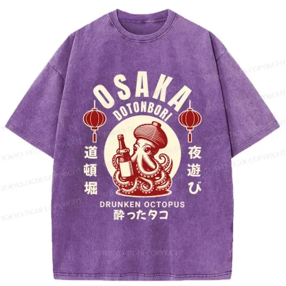Tokyo-Tiger Retro Osaka Octopus Washed T-Shirt