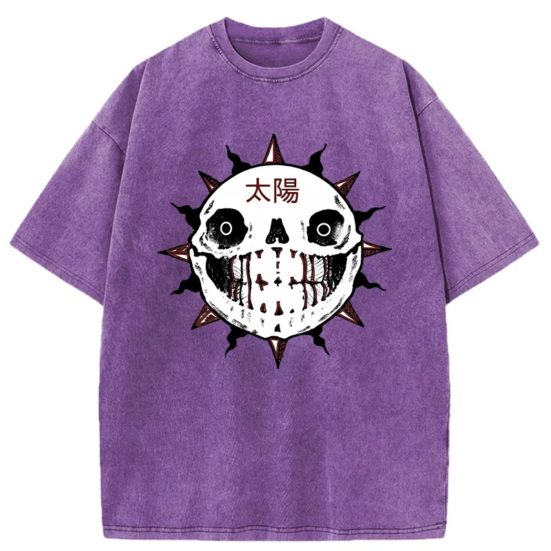 Tokyo-Tiger Horror Sun Skull Washed T-Shirt