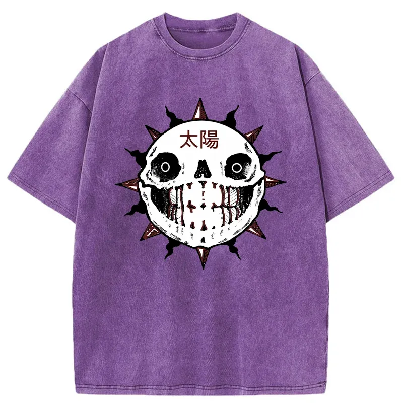 Tokyo-Tiger Horror Sun Skull Washed T-Shirt