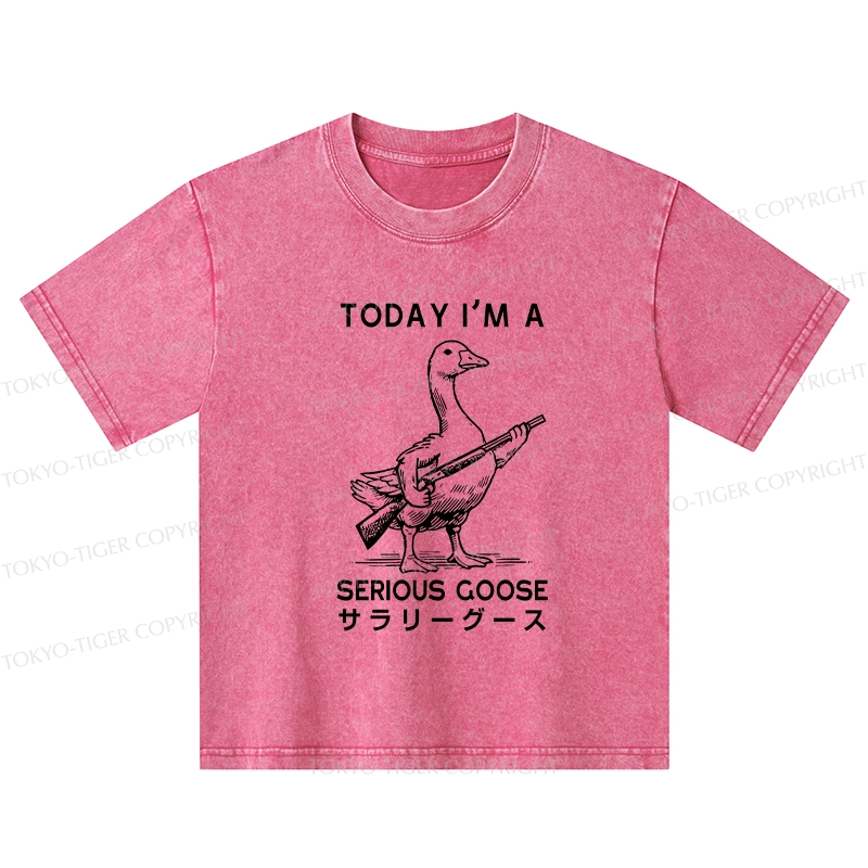 Tokyo-Tiger Serious Stupid Goose Kids Washed T-Shirt