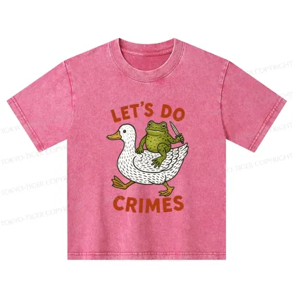 Tokyo-Tiger Frog Ready To Commit Crime Kids Washed T-Shirt