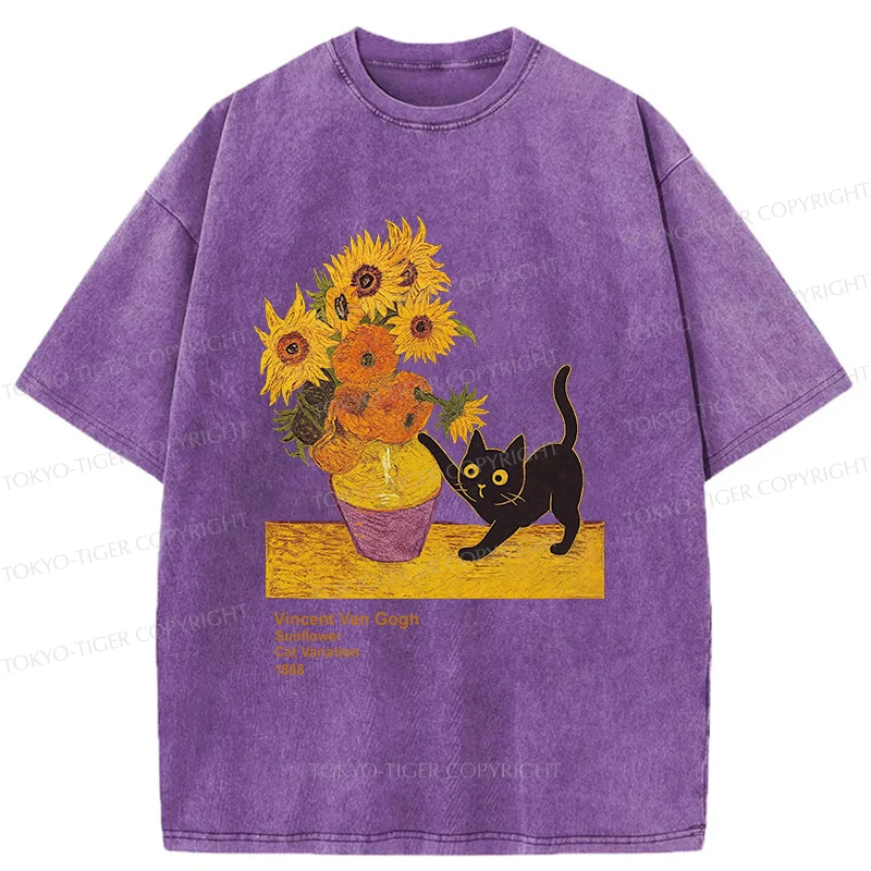 Tokyo-Tiger Naughty Van Gogh's Cat Japan Washed T-Shirt