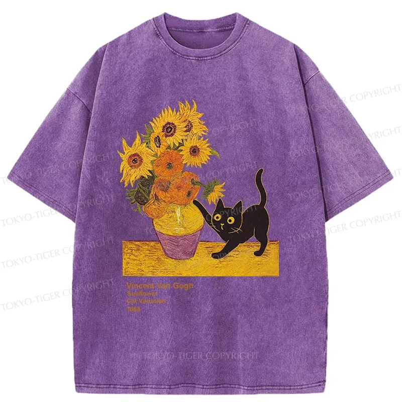 Tokyo-Tiger Naughty Van Gogh's Cat Japan Washed T-Shirt