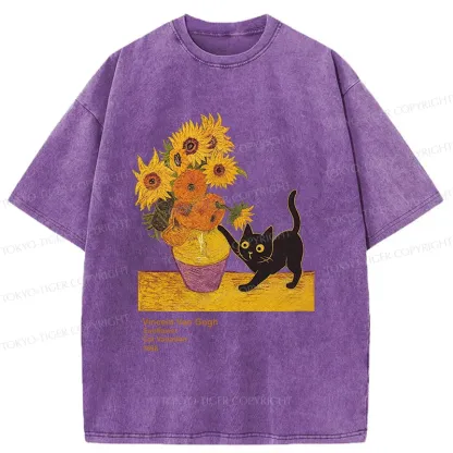Tokyo-Tiger Naughty Van Gogh's Cat Japan Washed T-Shirt