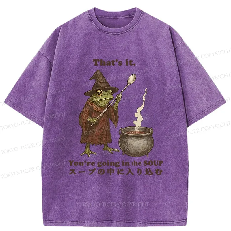 Tokyo-Tiger Funny Frog Soup Washed T-Shirt