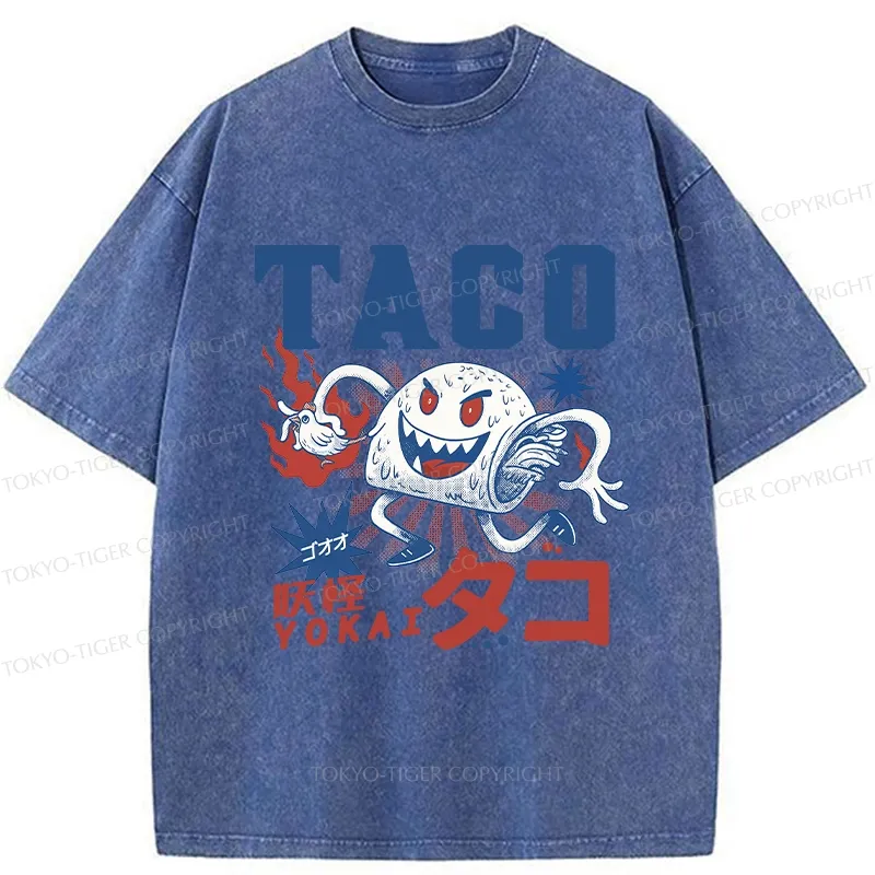 Tokyo-Tiger Japanese Taco Yokai Washed T-Shirt