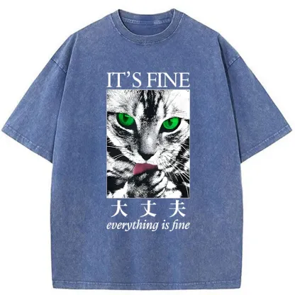 Tokyo-Tiger Cat Is Fine Washed T-Shirt