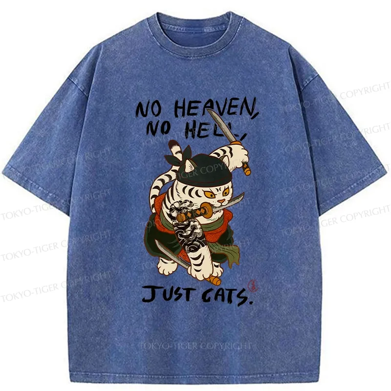 Tokyo-Tiger No Heaven No Hell Just Cats Washed T-Shirt
