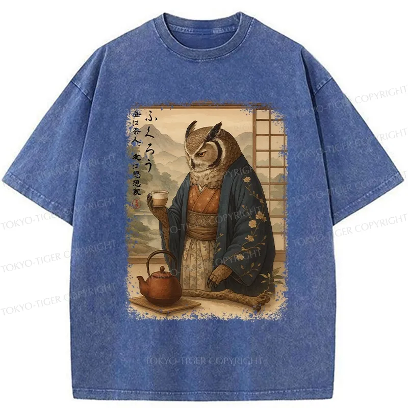 Tokyo-Tiger The Owl’s Tea Ceremony Washed T-Shirt