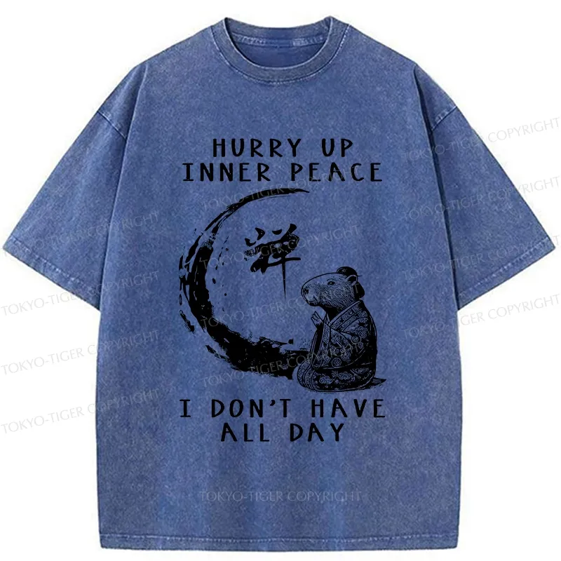 Tokyo-Tiger Hurry Up Inner Peace Zen Washed T-Shirt