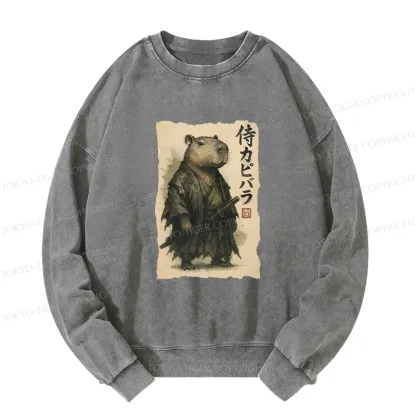 Tokyo-Tiger Capybara Samurai Washed Sweatshirt
