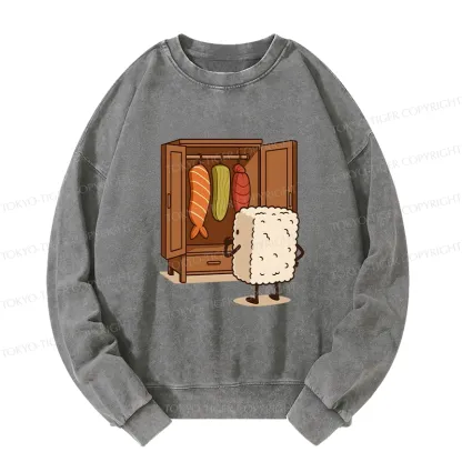Tokyo-Tiger Sushi Pick Out Clothes Washed Sweatshirt