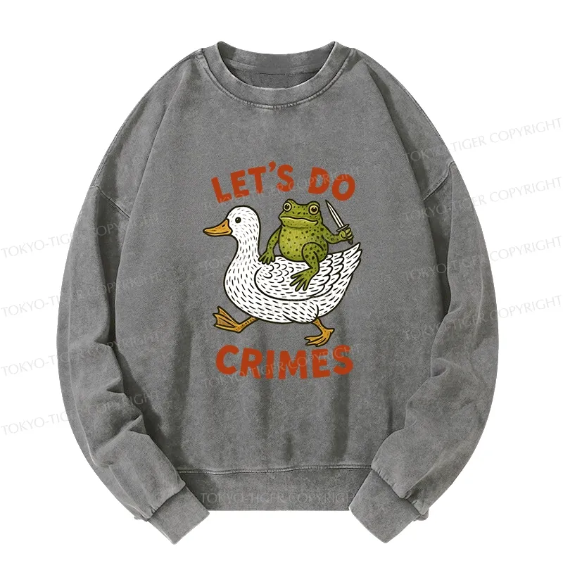 Tokyo-Tiger Frog Ready To Commit Crime Washed Sweatshirt