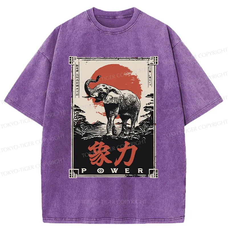 Tokyo-Tiger Japanese Elephant Washed T-Shirt