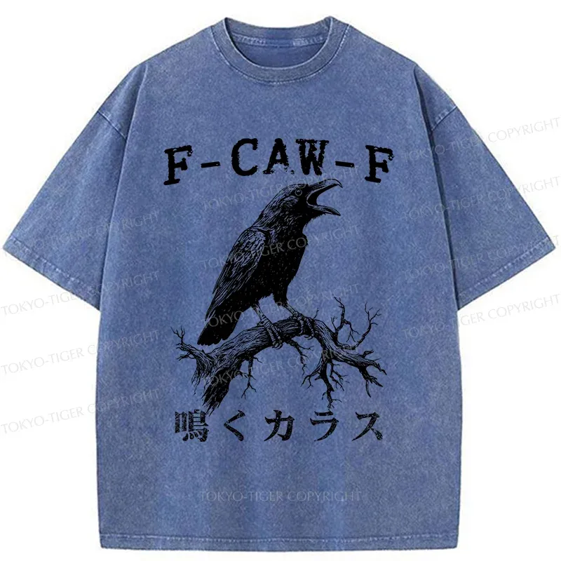 Tokyo-Tiger Funny Crow Call Washed T-Shirt