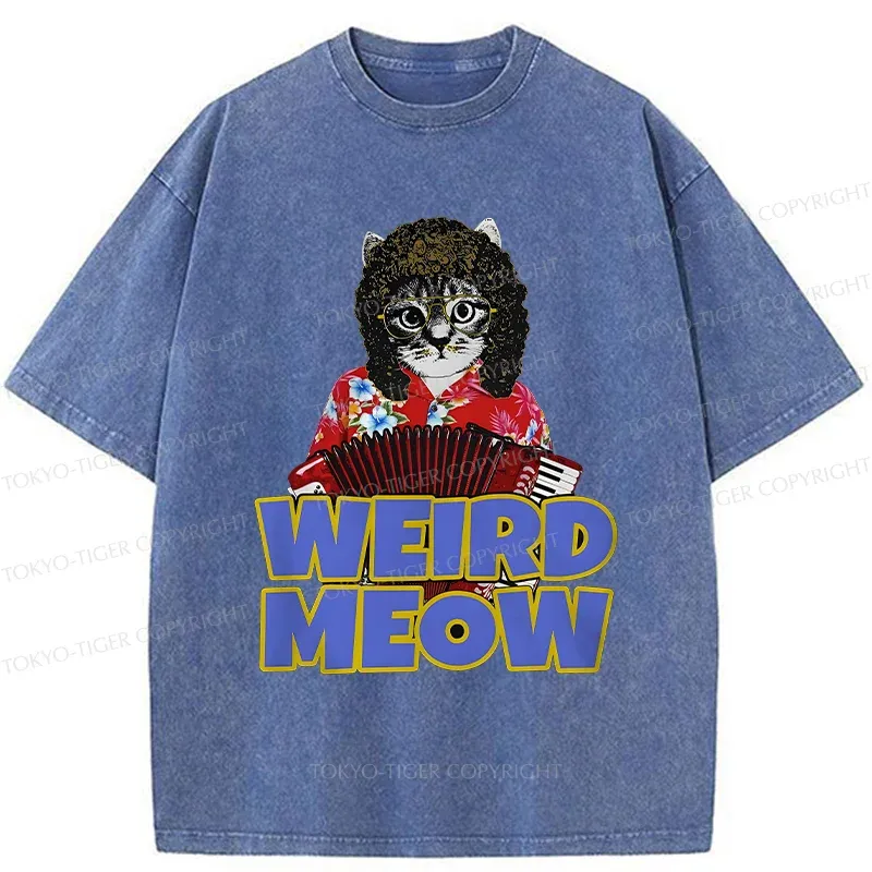 Tokyo-Tiger Rock Cat Funny Washed T-Shirt