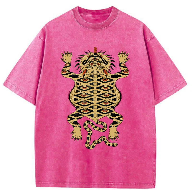 Tokyo-Tiger Mighty Tiger Woodcut Washed T-Shirt