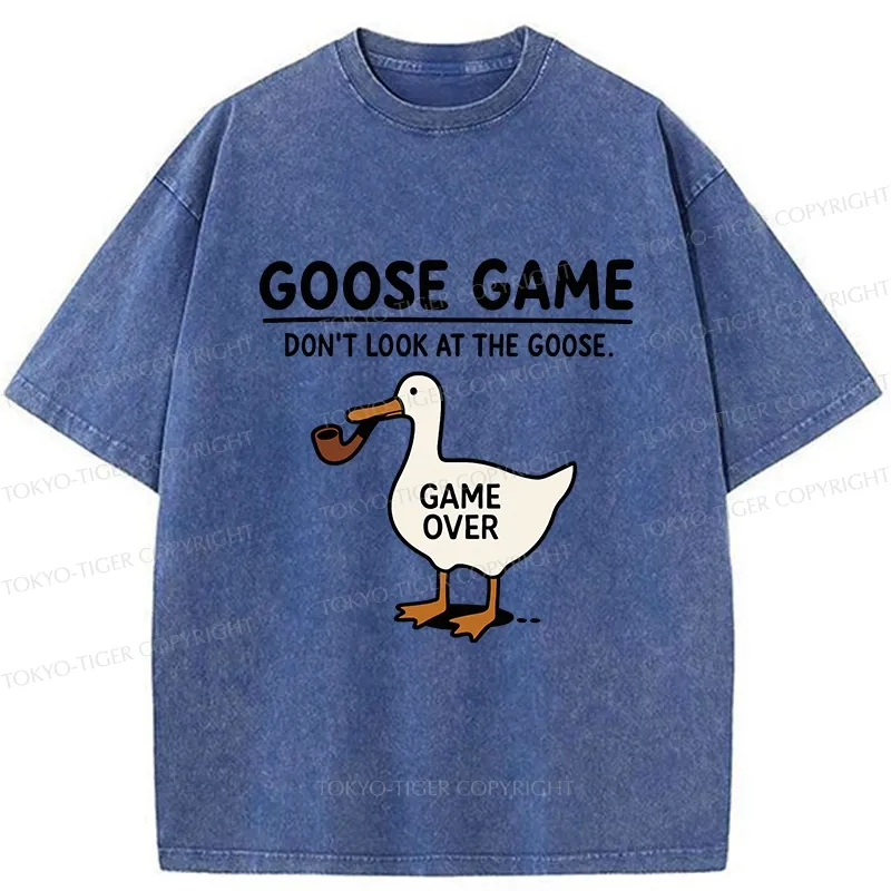 Tokyo-Tiger Funny Goose Game Washed T-Shirt